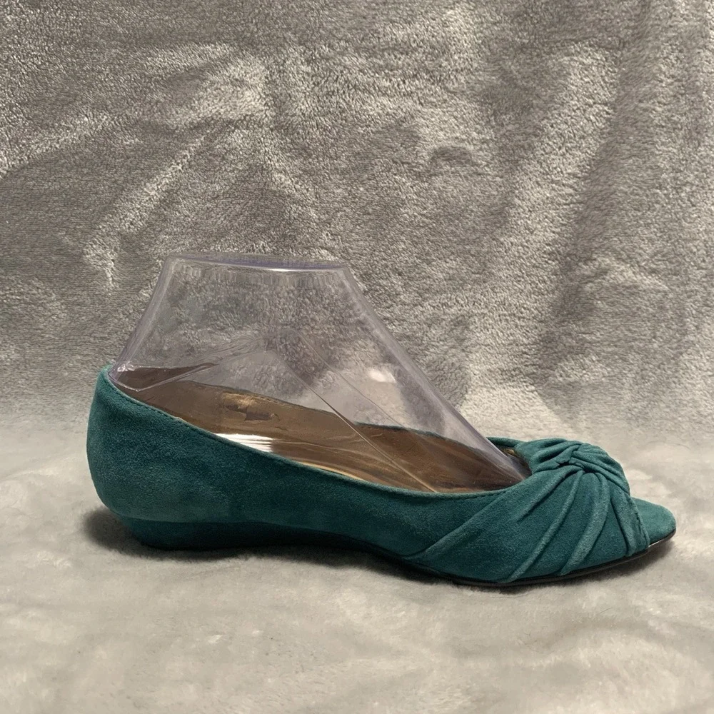 Seychelles Womens Shoes 6.5 Teal‎ Blue Suede Slip On Open Toe Coastal Passport